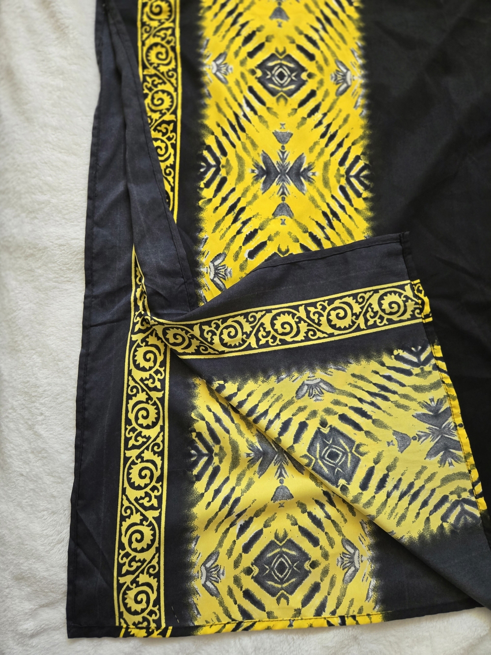 Black Caftan Dress with Yellow Aztec Side Panels - Picture 5 of 5